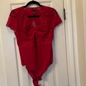 Torrid Red Lace Bodysuit